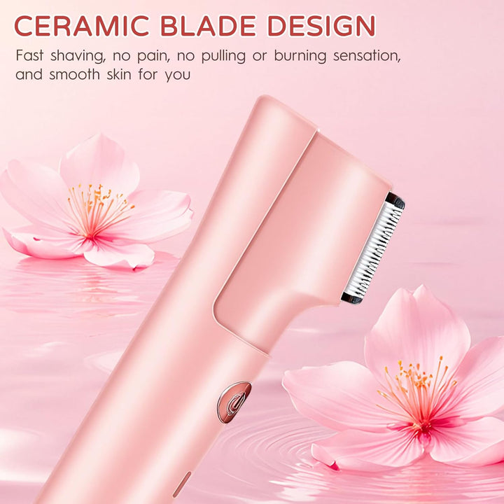 Damenrasierer Elektro 2in1 Bikini Trimmer & Intimrasierer Kabellos Horizontale Klinge Nass/Trockenra