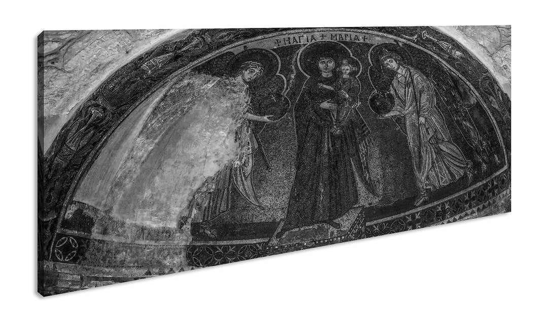 Historische Architektur des Christentums Panorama 80x40 cm Effekt: Schwarz/Weiss als Leinwandbild, M