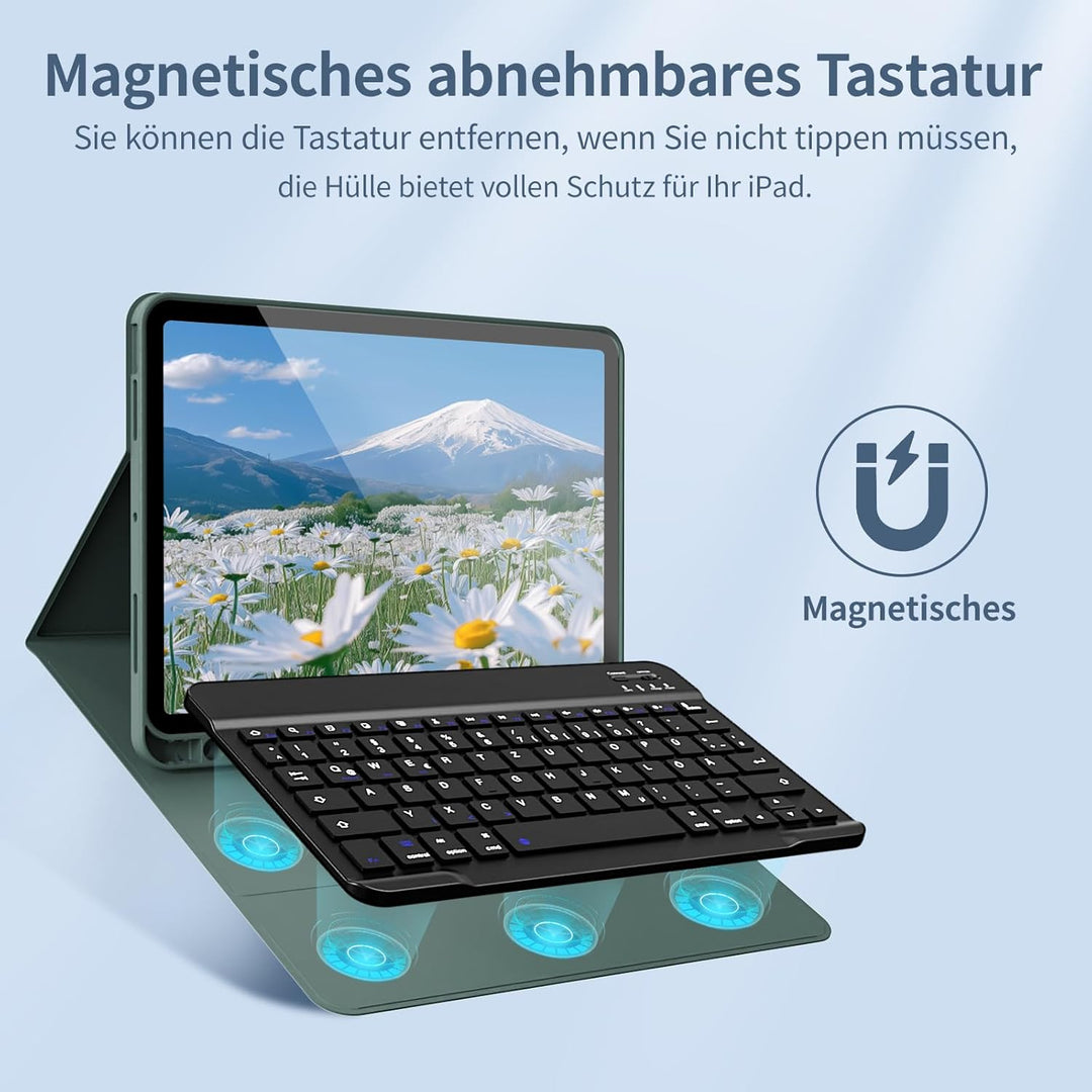 Hülle mit Tastatur für iPad Air 11 Zoll M3/M2, für iPad Air 7./6./5./4. Generation 2025/2024/2022/20