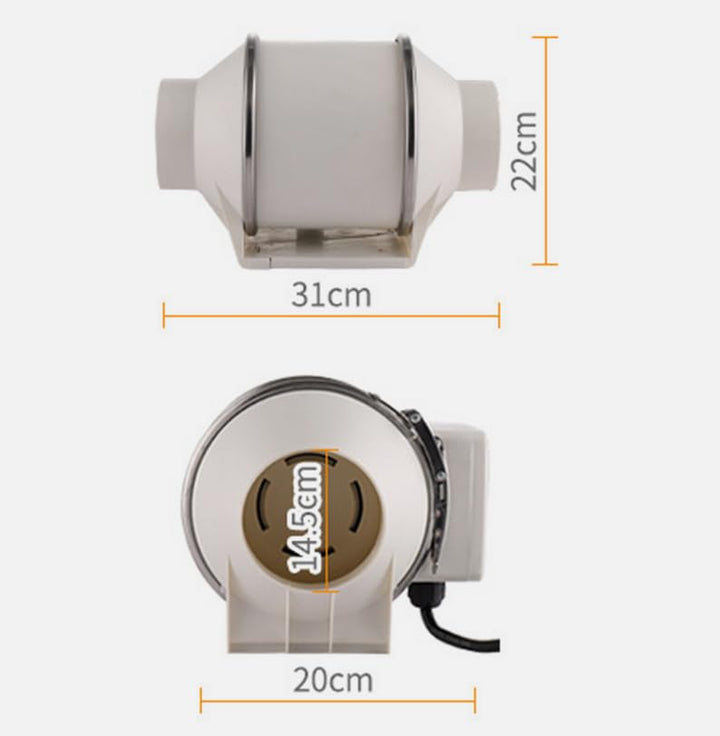 Inline Rohrventilator 100mm/150mm/200mm - 220m³/h Reinkupfermotor Abluftventilator Kanalventilator L