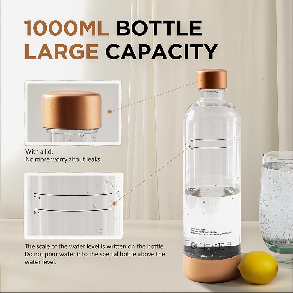 GreatWhip Wassersprudler Machine 1L Flasche, Wiederverwendbare BPA-freie, nicht geeignet für andere