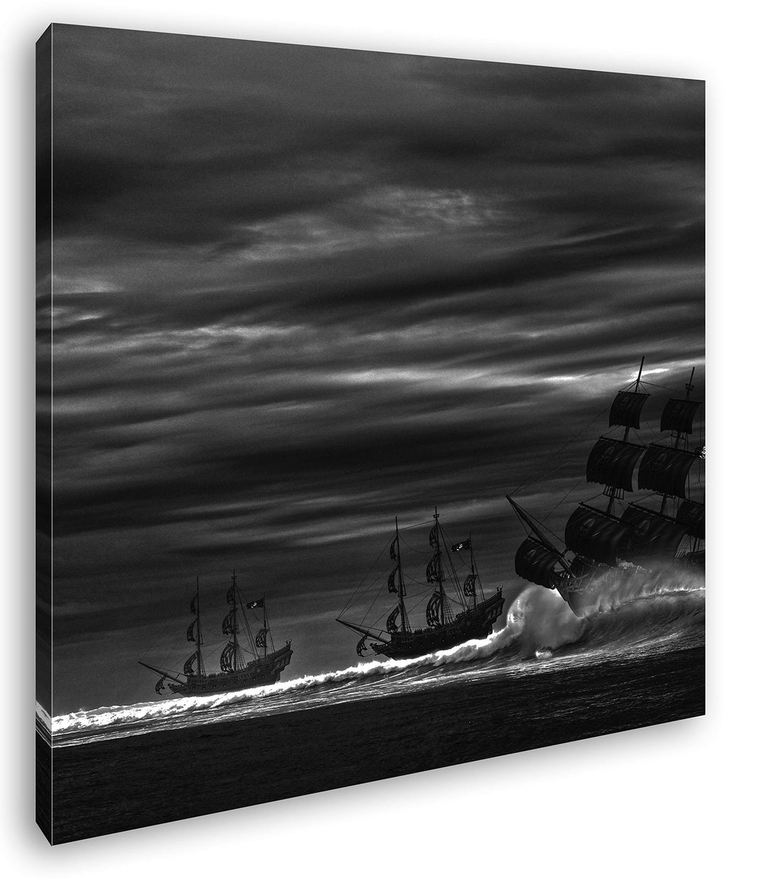 deyoli Piratenschiffe auf hoher See Format: 60x60 Effekt: Schwarz&Weiss als Leinwandbild, Motiv fert