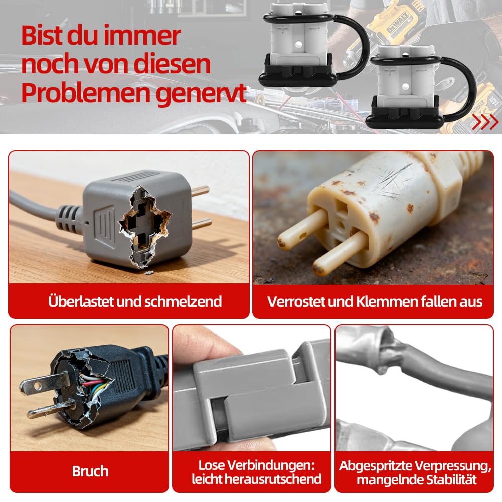 12 Stück Anderson Stecker 50A 600V, Batterie Schnelltrennstecker, Hochstromstecker 50A für Auto, Woh
