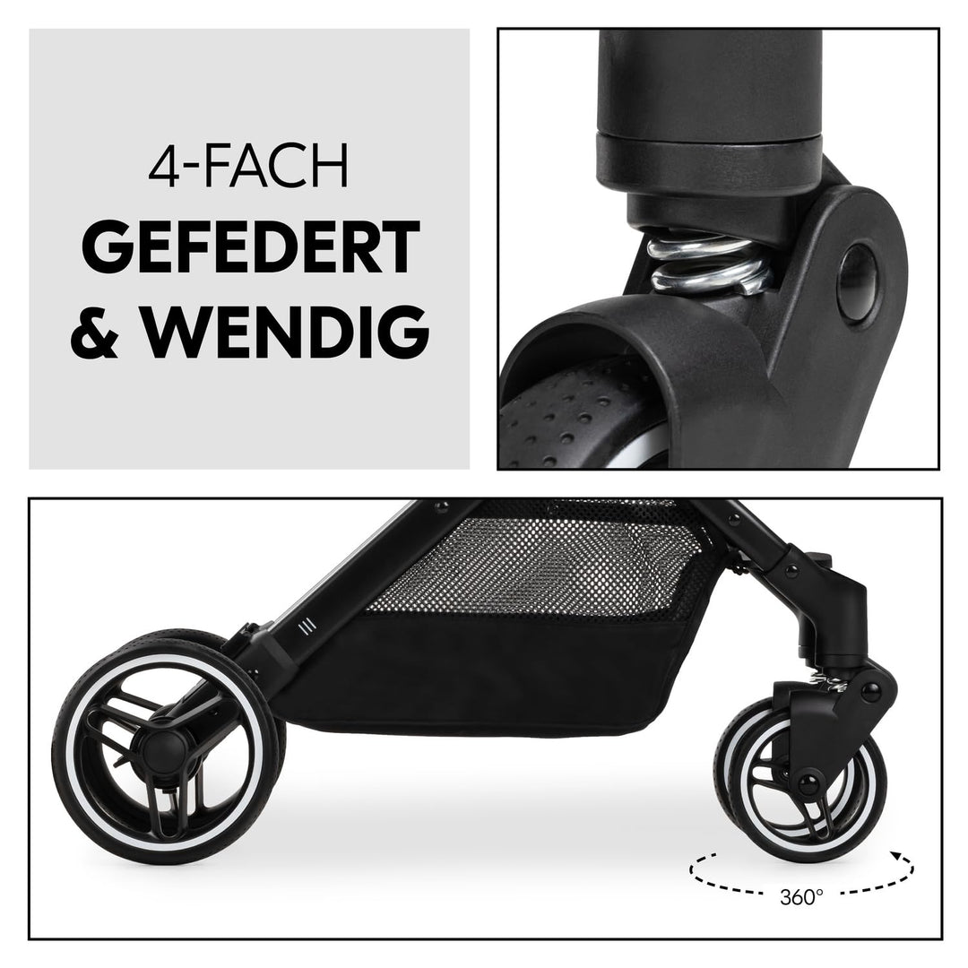 hauck Travel N Care Plus, Black - Reisebuggy für Kinder ab Geburt bis 22 kg mit Liegefunktion & Kopf