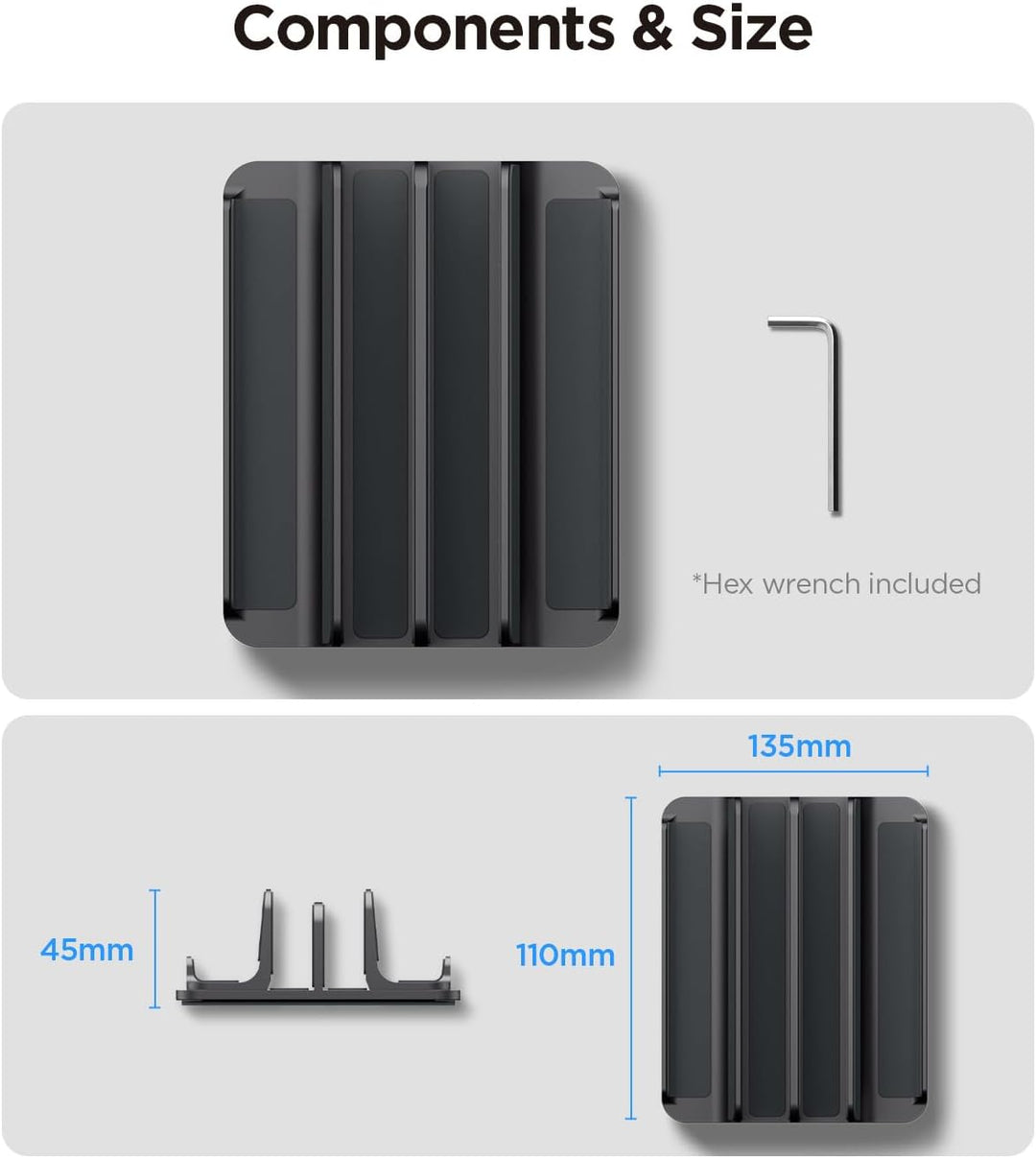 Spigen Vertikaler Laptop-Ständer – 4-in-1 Schreibtisch-Organizer mit verstellbaren Slots (14–22 mm),