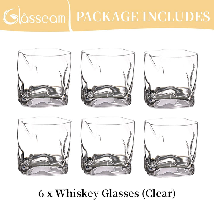 Unregelmässige Whiskygläser Set Mit 6 Gekippten Falten Scotch Glass 250Ml Modischer Whiskybecher Für