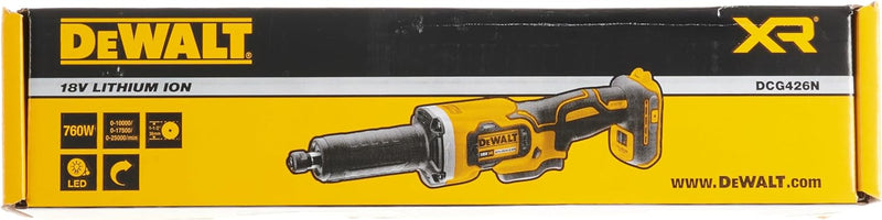 Dewalt Akku-Geradeschleifer (18V, bürstenlos, 6 mm Spannzange, dreistufige Drehzahlelektronik, LED-L