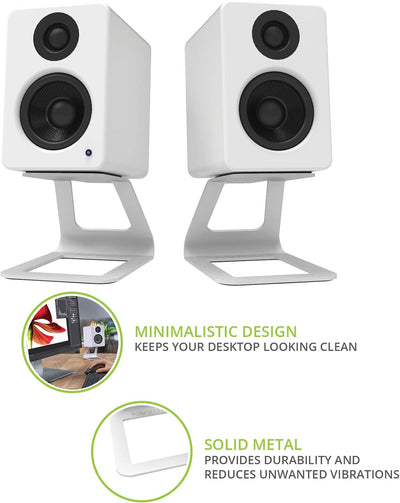 Kanto SE2W Elevated Desktop Speaker Stands for Small Speakers | White | Pair Weiss, Weiss
