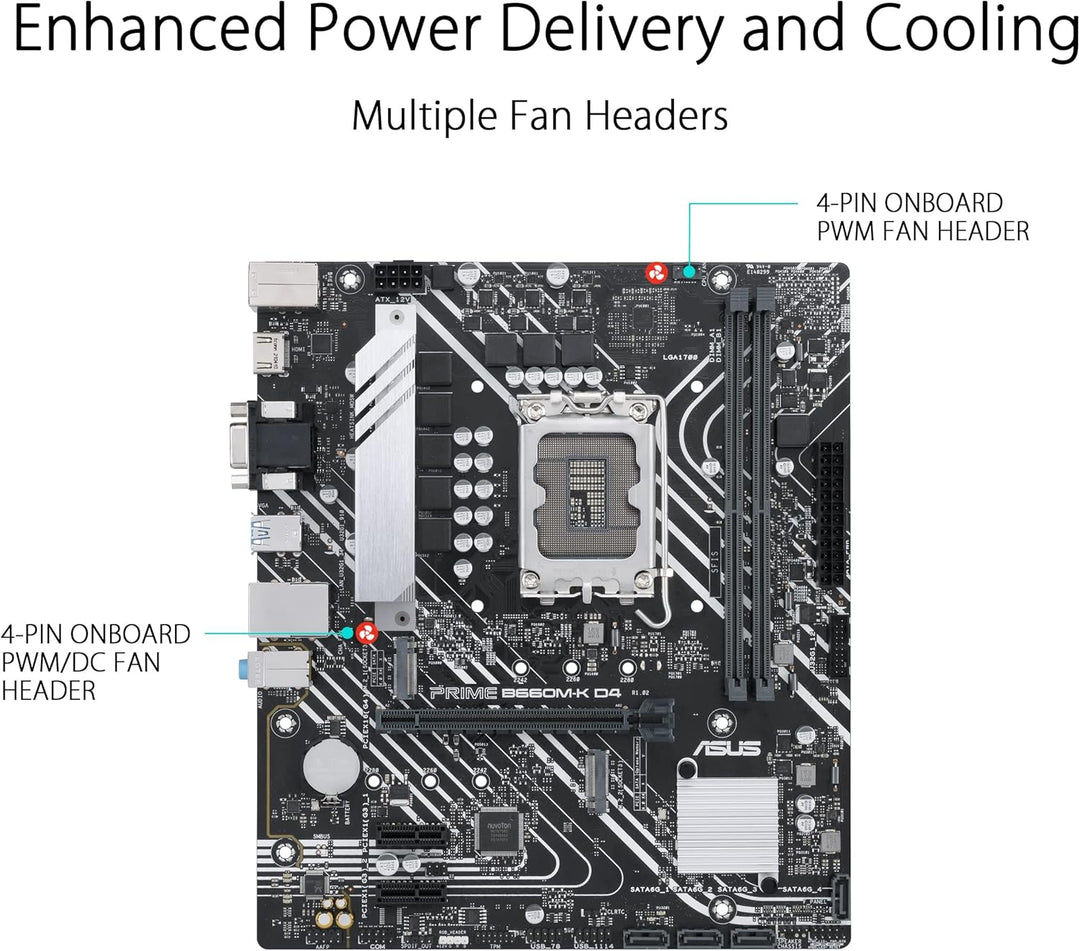 ASUS PRIME B660M-K D4 Gaming Mainboard Sockel Intel LGA 1700 (Intel B660, mATX, DDR4 Speicher, PCIe