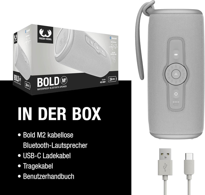 Fresh 'n Rebel Bold M2, Bluetooth Lautsprecher mit 24 Uhr spielzeit, Wasserdichter (IP67) Tragbarer