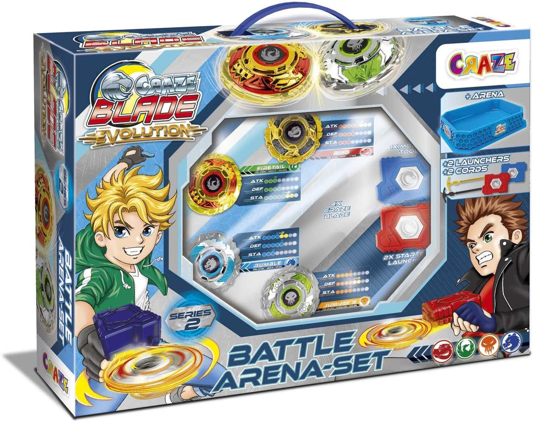 Craze Blade XXL Battle Set 4er Blade Kreisel Metall Kampfkreisel inkl. Zubehör Kampfarena Kreisel Ar