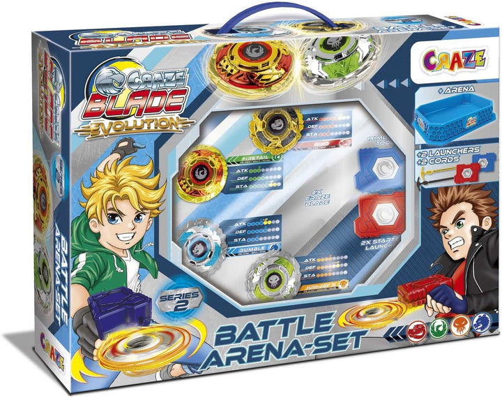 Craze Blade XXL Battle Set 4er Blade Kreisel Metall Kampfkreisel inkl. Zubehör Kampfarena Kreisel Ar