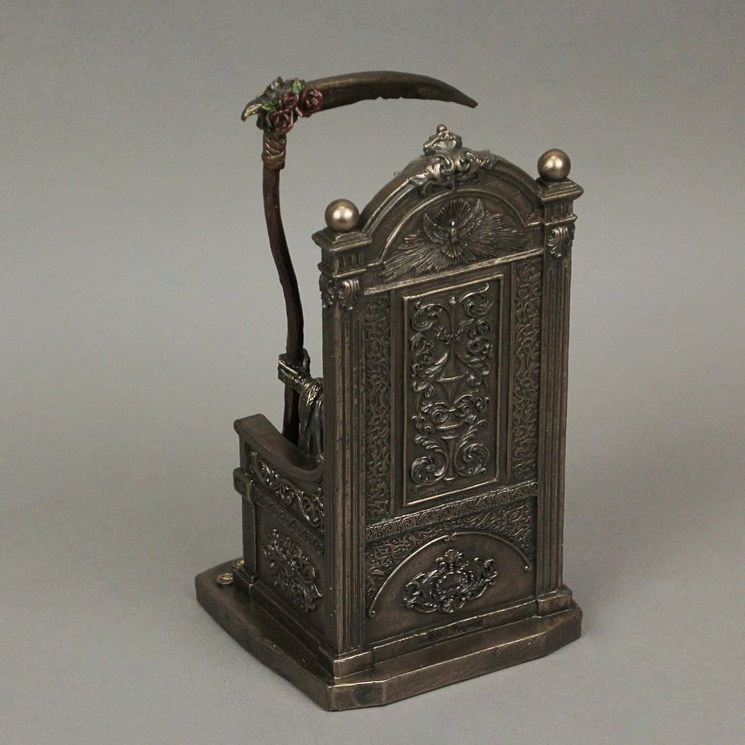 Veronese Design Weihnachtsmann-Muerte-Skulptur mit Sense und Skala aus Kunstharz, Antik-Bronze-Finis