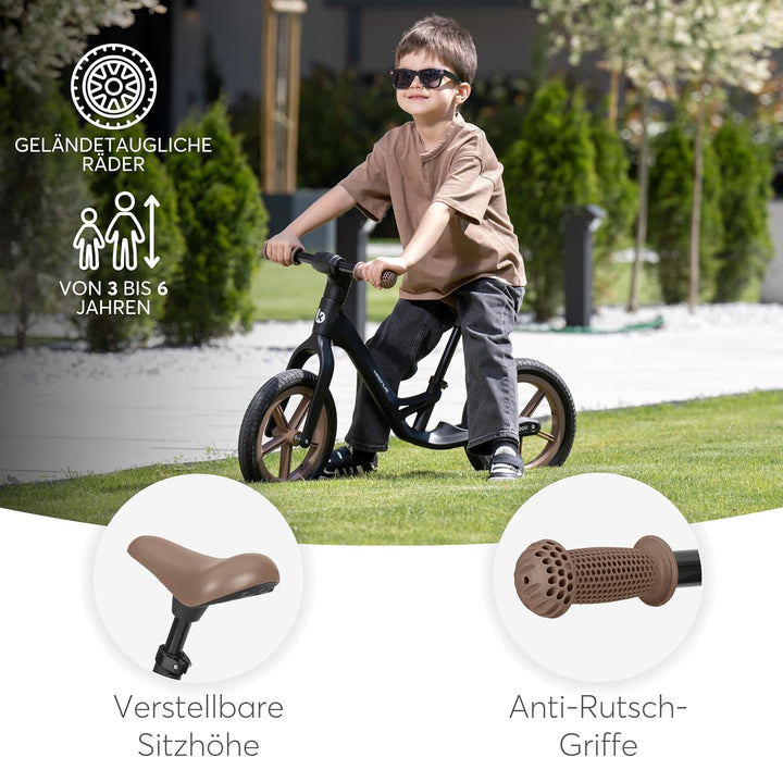 KikkaBoo Magnus Laufrad für Kinder 3–6 Jahre, Leichter Fiberglas Rahmen, Verstellbarer Sitz, rutschf