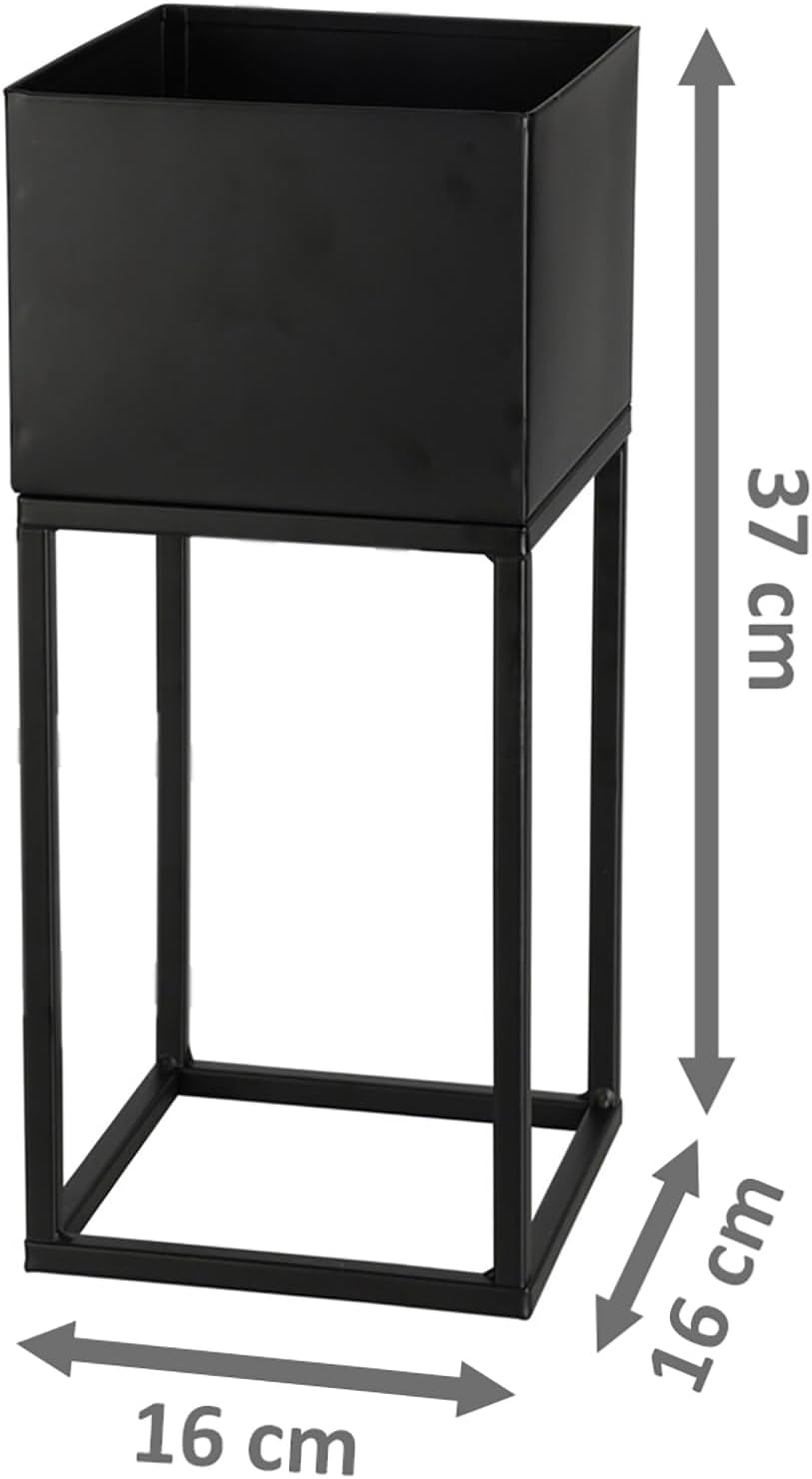 Spetebo Metall Blumentopf Ständer 2er Set schwarz für Aussen - 58 / 37 cm - Garten Pflanzsäule mit i