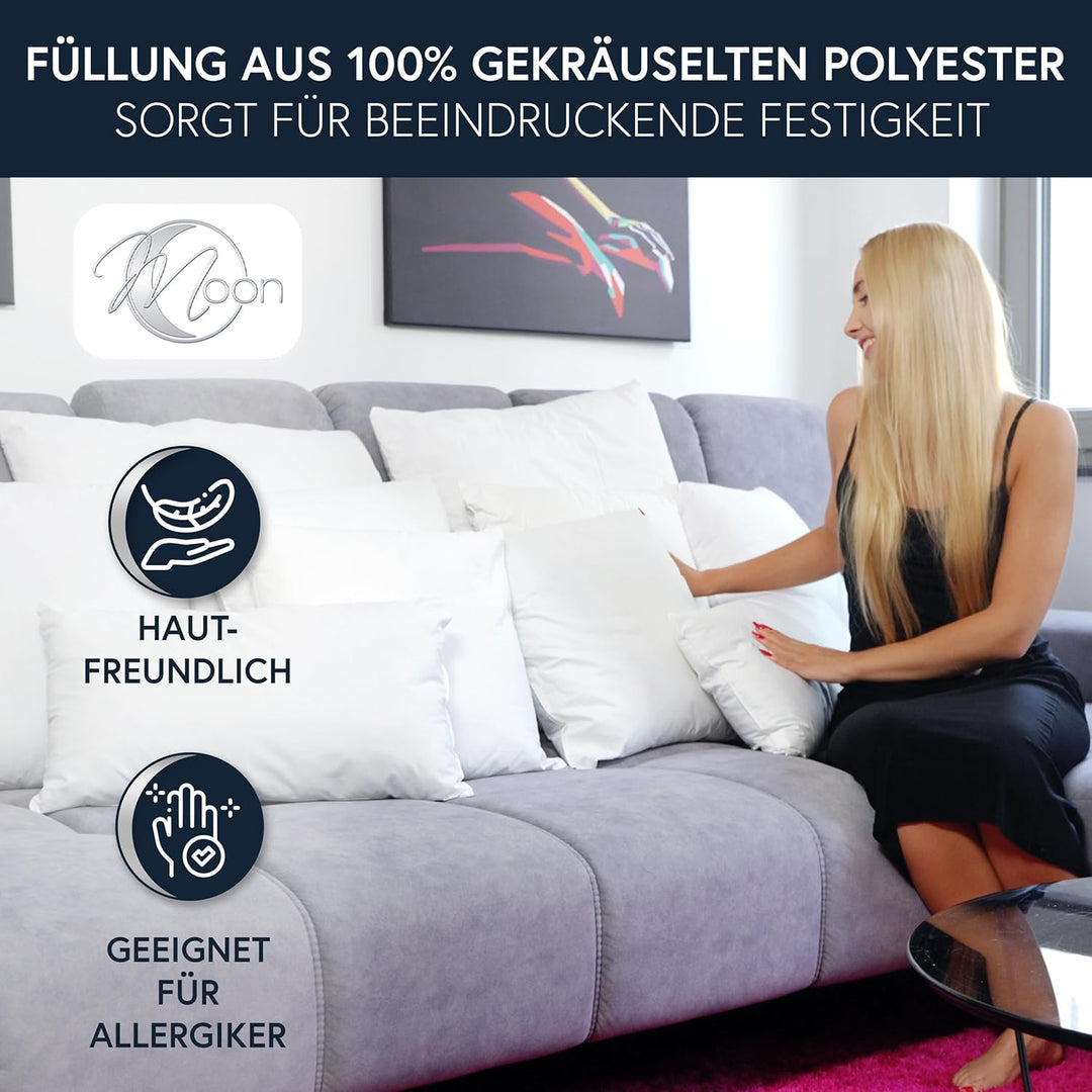 Moon Luxury Perkal 4er Pack Füllkissen 30x50 cm Innenkissen Sofakissen 100% Baumwolle fest gefüllt 3