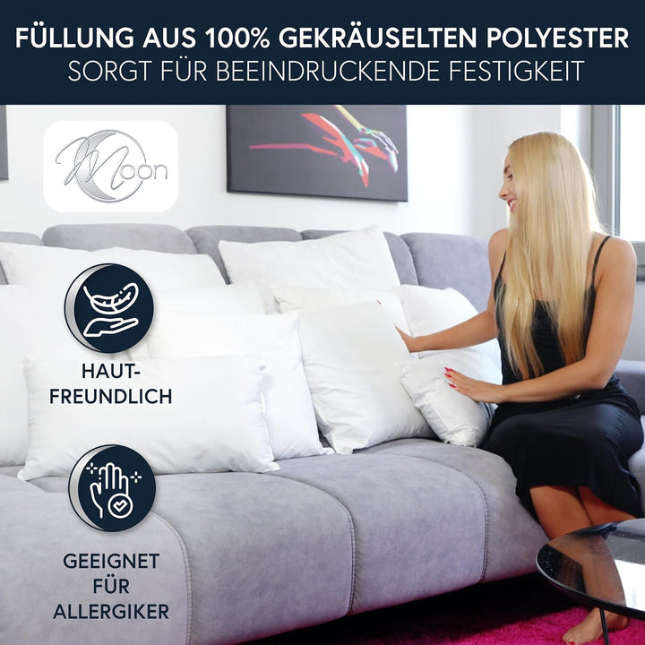 Moon Luxury Perkal 4er Pack Füllkissen 30x50 cm Innenkissen Sofakissen 100% Baumwolle fest gefüllt 3
