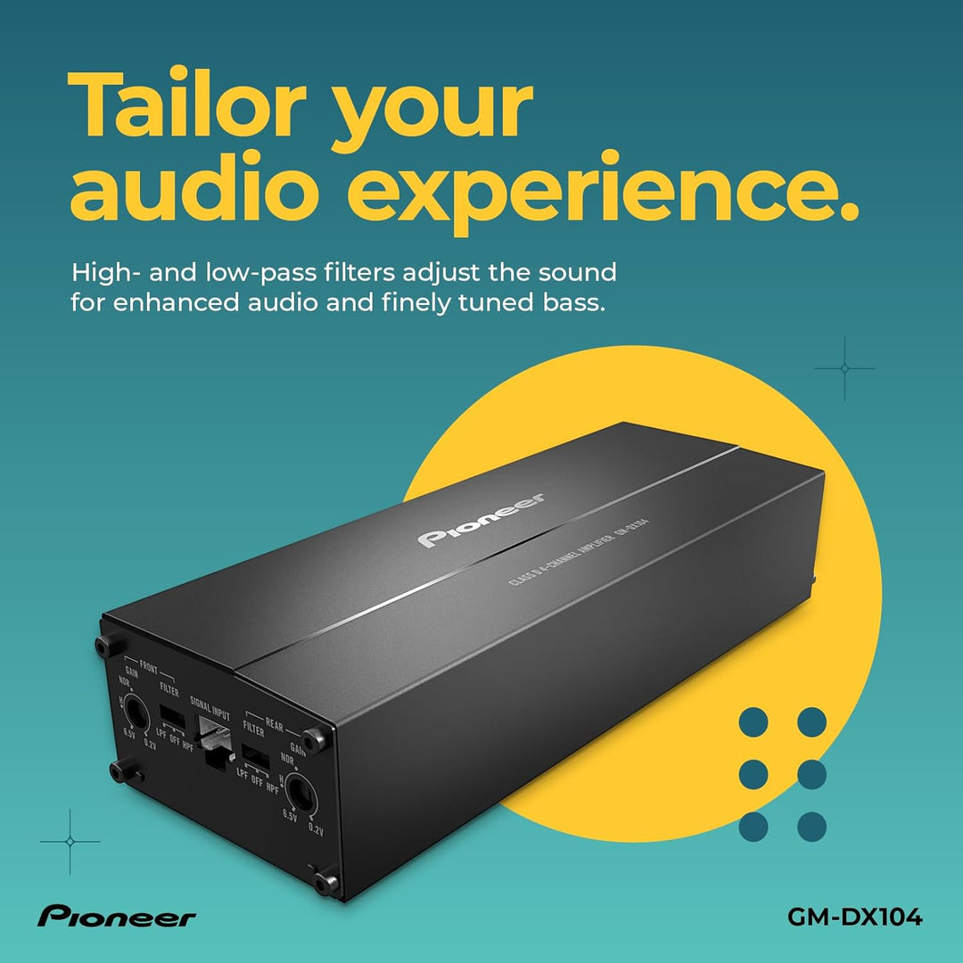 Pioneer GM-DX104 ultrakompakter Class-D 4-Kanal-Verstärker (Hi-Res Audio, 400 W), brückbar, kompatib