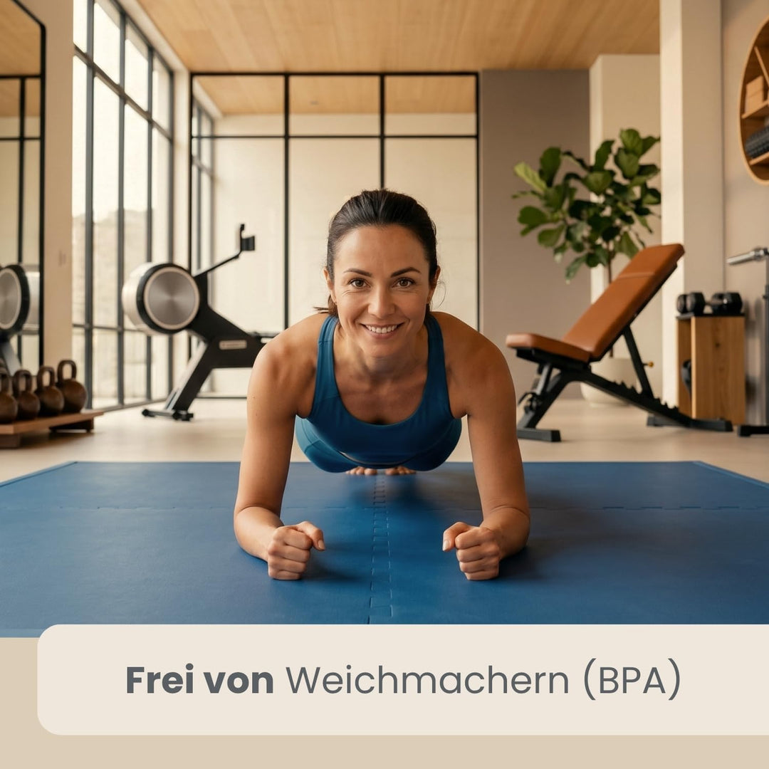 eyepower Extra-Dick: 2,5cm Fitnessmatte 1,6qm - 2er Set 90x90cm Bodenschutzmatte Fitness - Kraftstat