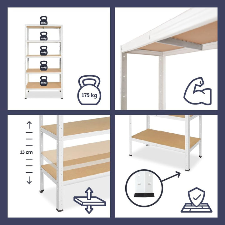shelfplaza® 100x100x50cm Home Schwerlastregal weiss/Metallregal mit 4 Böden/Kellerregal Metall, Gara