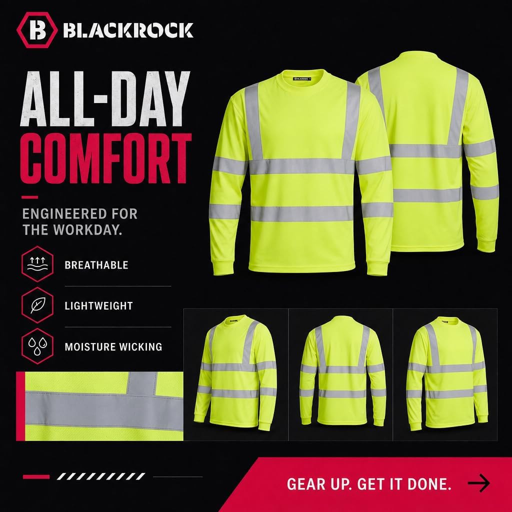 Blackrock Warnschutz-Langarm-T-Shirt XL Gelb, XL Gelb