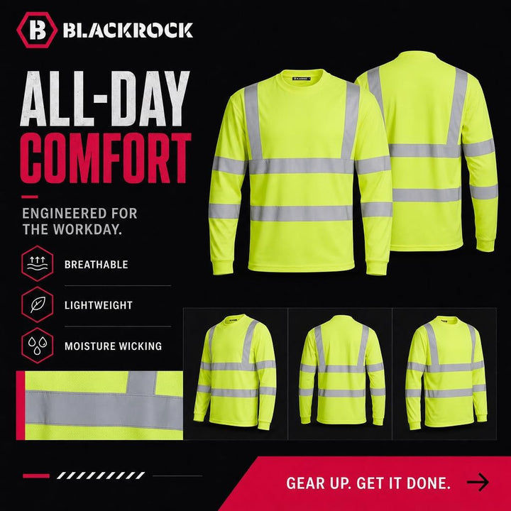 Blackrock Warnschutz-Langarm-T-Shirt XL Gelb, XL Gelb