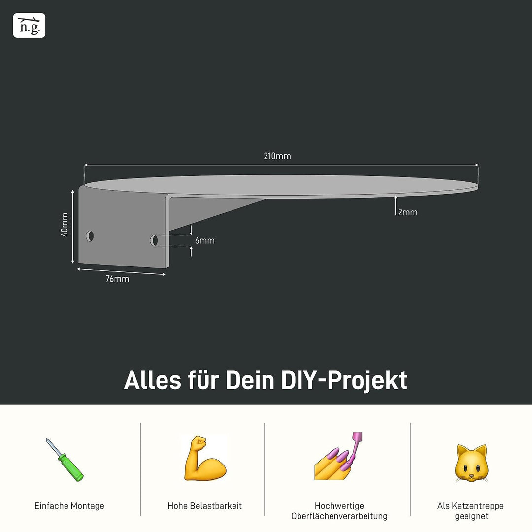 1x Wall Stair DOT Wandstufe Katzentreppe Klettersystem für Haustiere, belastbare, stabile Ablage/Pla