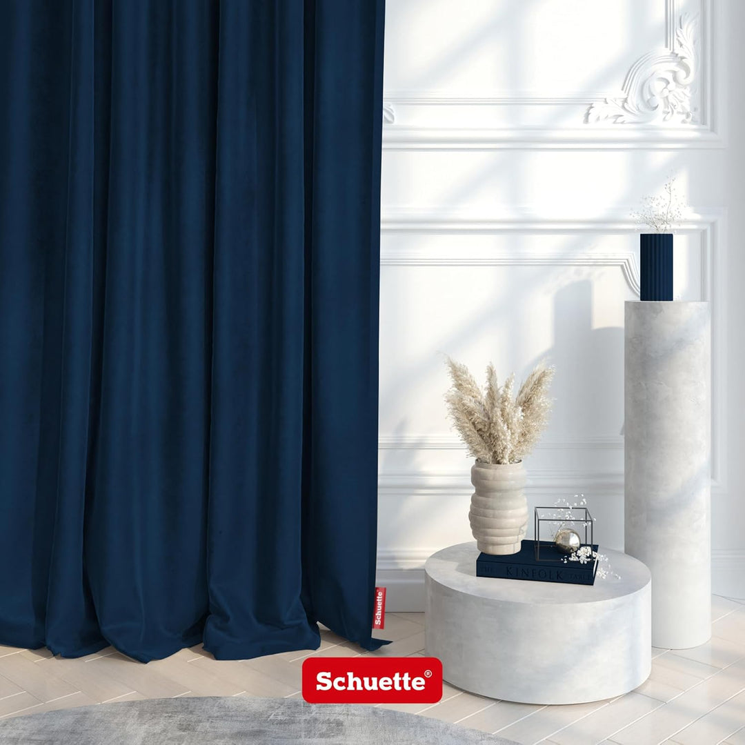 Schuette® Verdunkelungs-Vorhang Gardine mit Ösen ● Millenium Velvet: Royal Blue (Blau) ● 135x130cm B