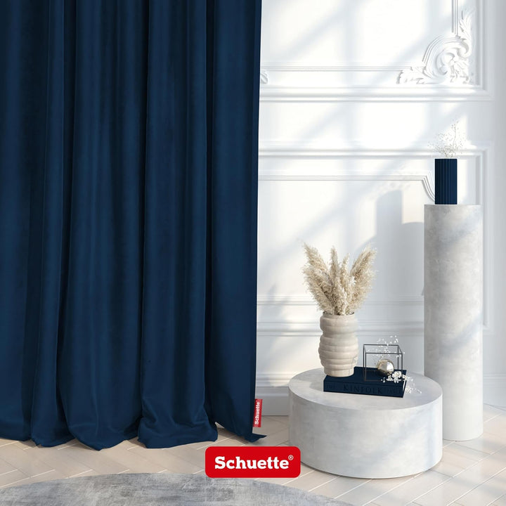 Schuette® Verdunkelungs-Vorhang Gardine mit Ösen ● Millenium Velvet: Royal Blue (Blau) ● 135x130cm B