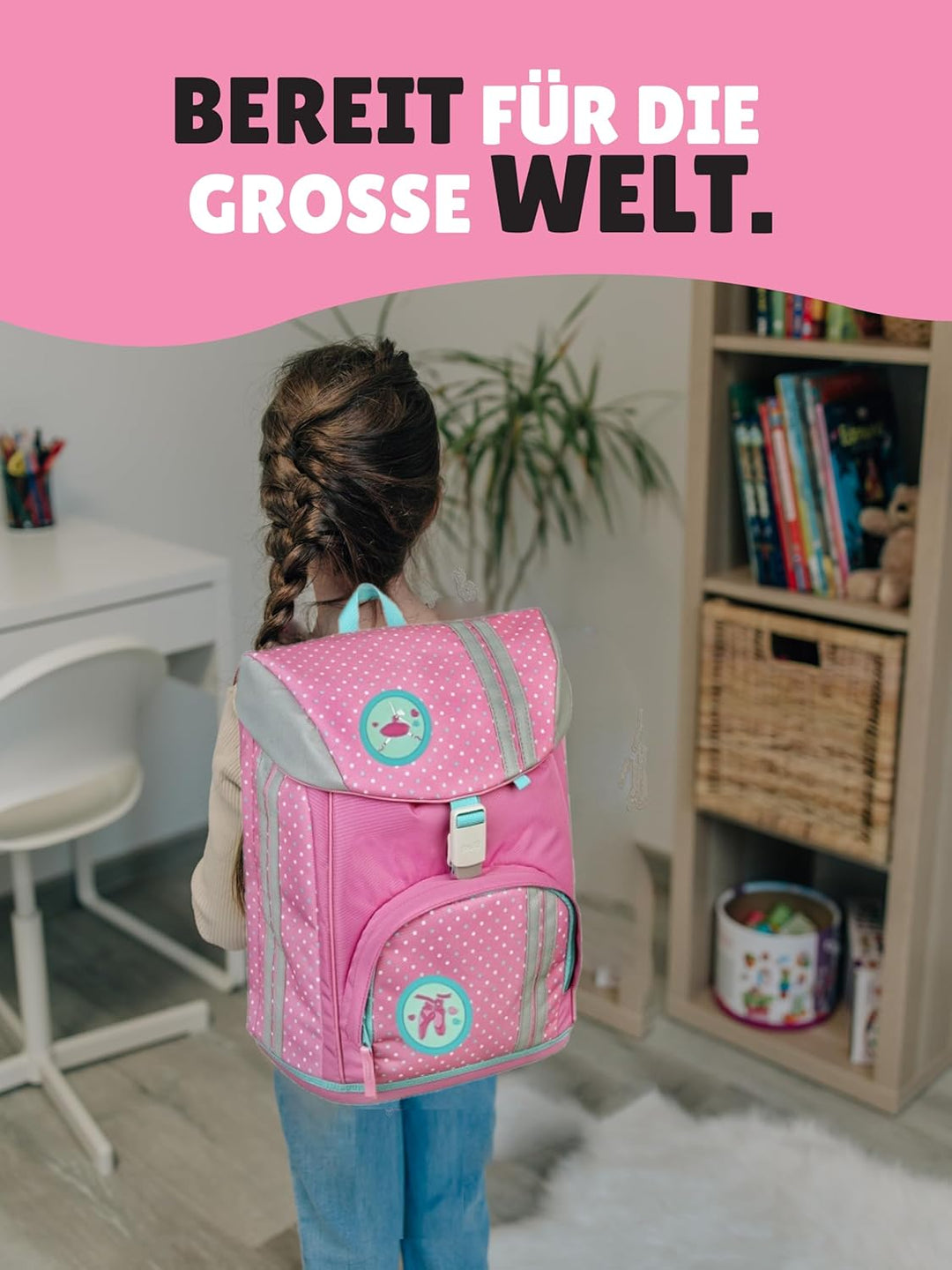 Familando Mädchen Schulranzen 1. Klasse Schul-Rucksack Set sehr leicht 8-tlg. | 3-fach Höhenverstell