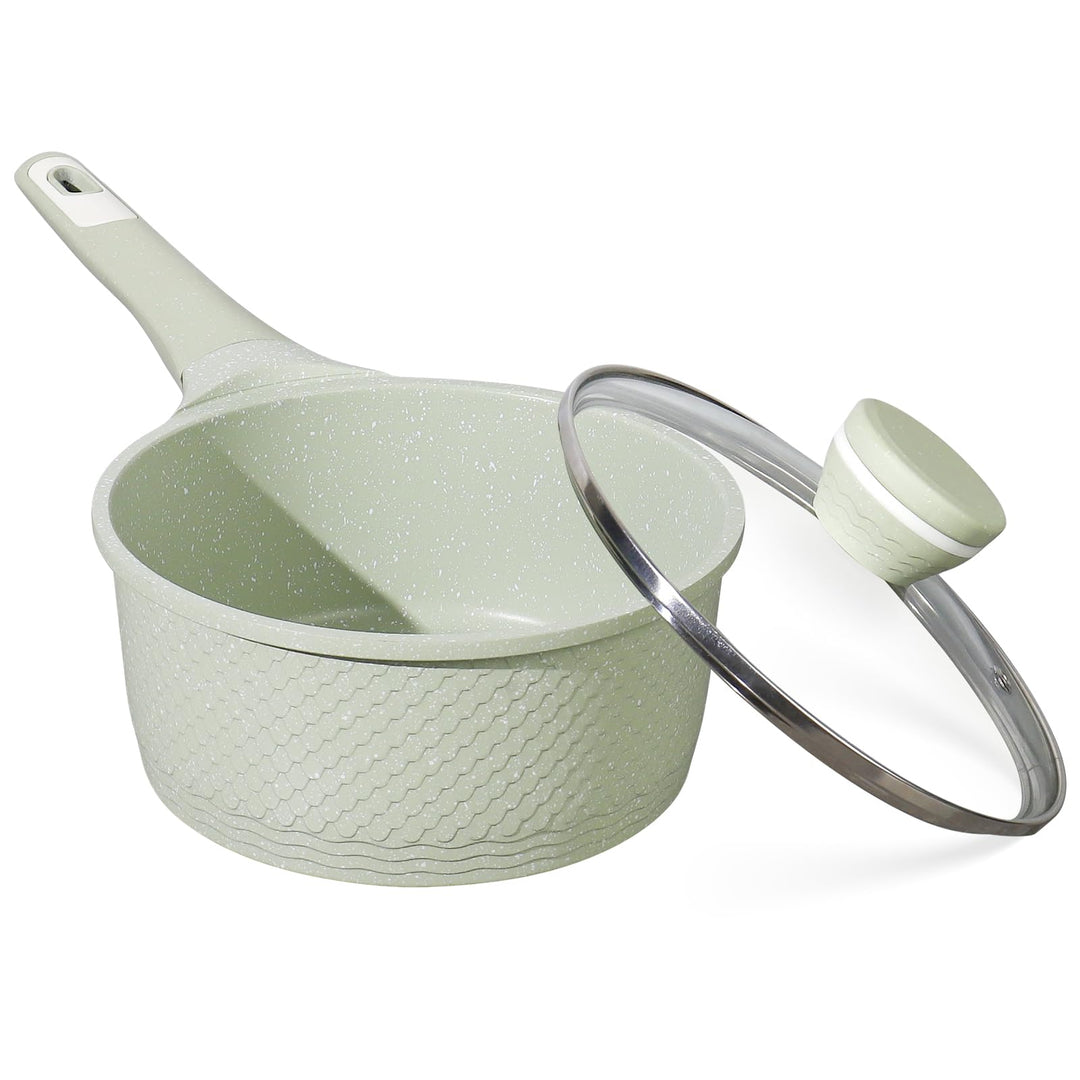 DYGG Stielkasserolle 16 cm mit Deckel 1.5L - Töpfe Antihaftbeschichtet für alle Herde inkl. Induktio