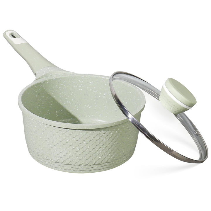 DYGG Stielkasserolle 16 cm mit Deckel 1.5L - Töpfe Antihaftbeschichtet für alle Herde inkl. Induktio