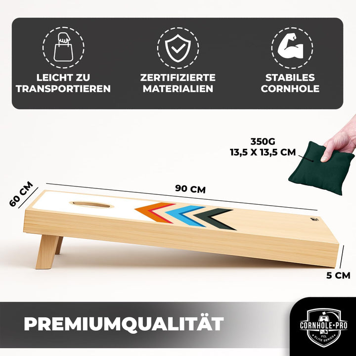 Offizielles Cornhole Spiel – 90×60 cm – Komplettes Set mit 2 Boards + 8 Säckchen – Robustes Wurfspie