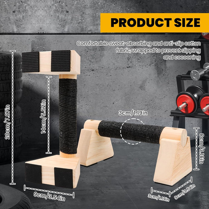 2 Stück Liegestützgriffe aus Holz Handstand Griffe 20 CM Push Up Bars mit Rutschfeste Gummipuffer, P