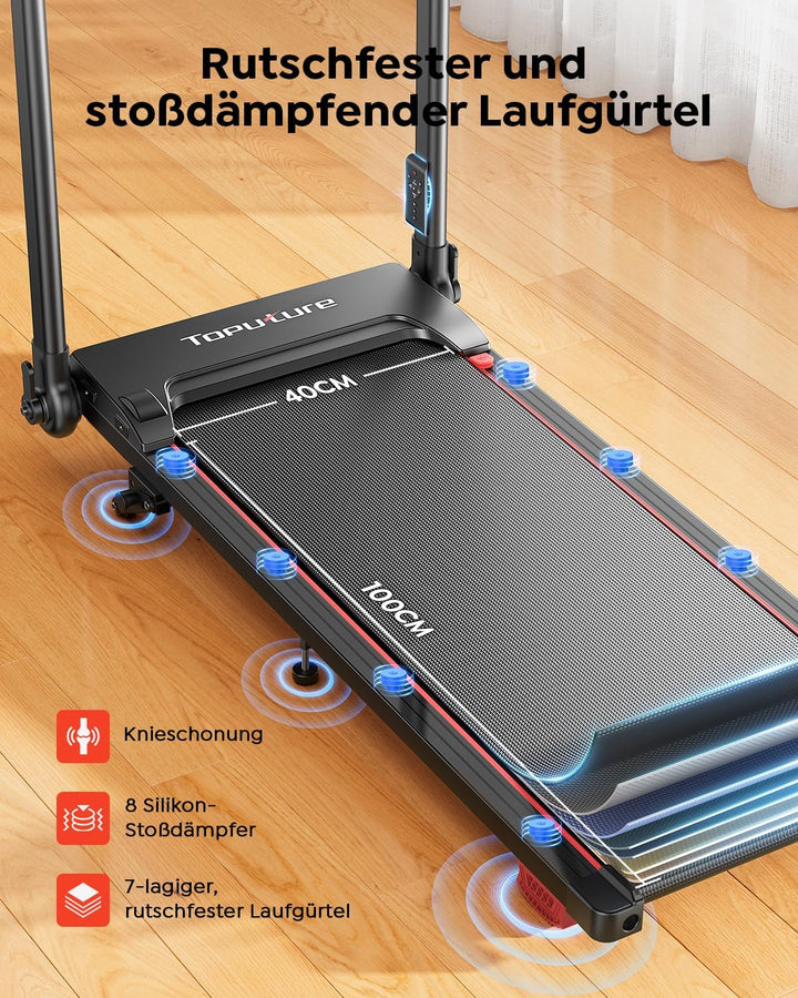 Laufband für Zuhause 12km/h, 6 IN 1 Elektrisches Laufband mit 10% Steigung, 1080MM Einziehbares Stei