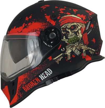 Broken Head Jack S. VX2 rot - Motocross-Helm mit Visier und Sonnenblende - Enduro Cross-Helm S (55-5
