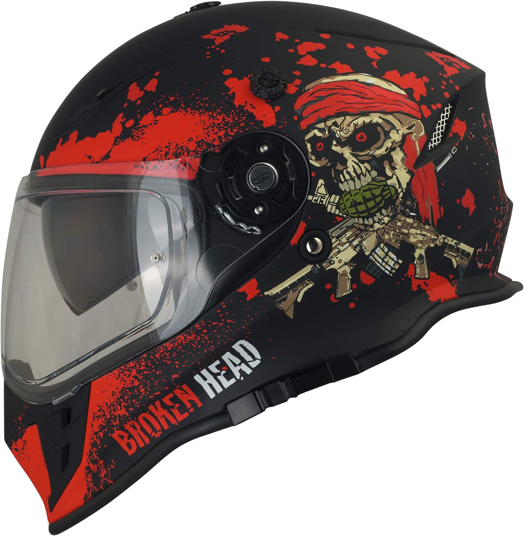 Broken Head Jack S. VX2 rot - Motocross-Helm mit Visier und Sonnenblende - Enduro Cross-Helm XS (53-