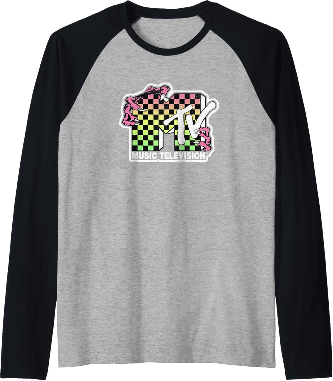 MTV Checkered Gradient Creature Logo Raglan