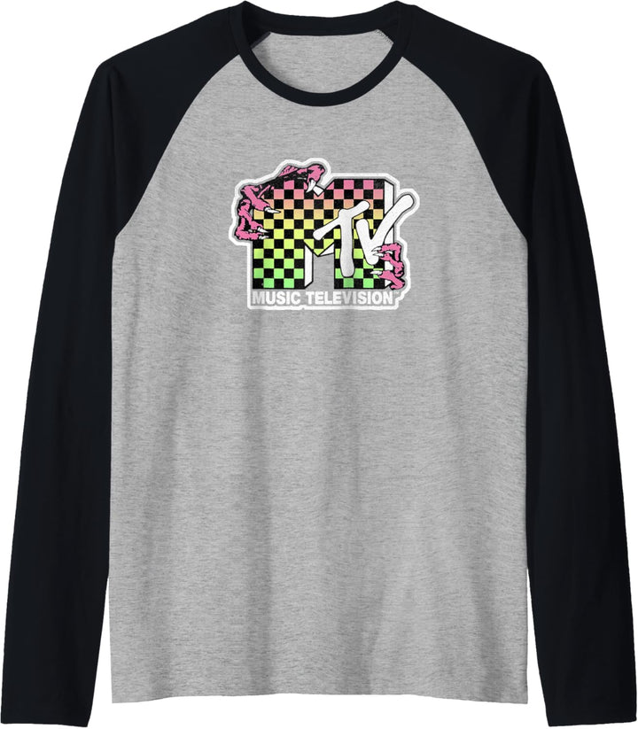 MTV Checkered Gradient Creature Logo Raglan