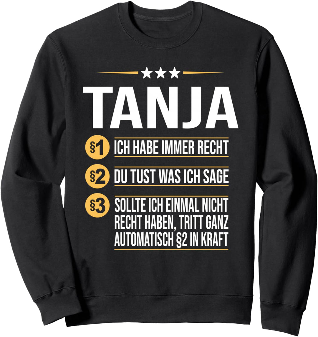 Tanja Vorname Geschenk-Idee Geburtstag Namensgeschenk Sweatshirt