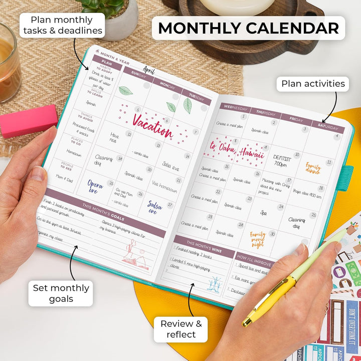 Clever Fox Planner 2. Auflage - Farbenfroher Planer für Wöchentliche und Monatliche Ziele, Zeitmanag