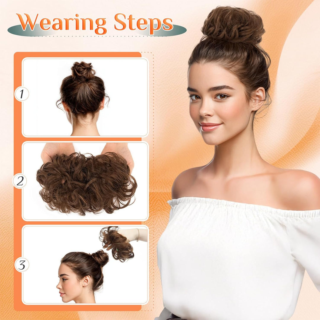 Benehair Echthaar Scrunchies Hochsteckfrisur, Echthaar Haargummi Hochsteckfrisuren, 25g Echte Haare