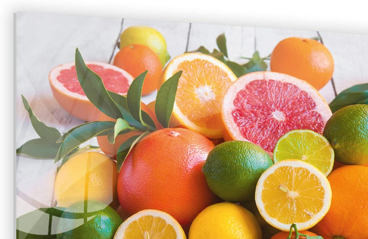 ALLboards Glas Magnettafel CITRUSFRÜCHTE ORANGEN LIMETTE ZITRONEN 90x60cm Glasbild Memoboard aus Gla