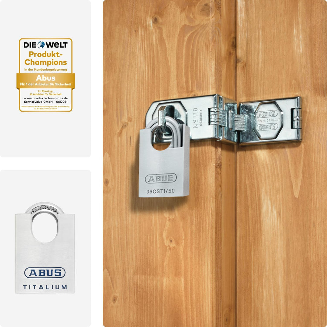 ABUS Titalium Vorhängeschloss 96CSTI/50 - leichter Schlosskörper aus massivem Spezial-Aluminium - mi