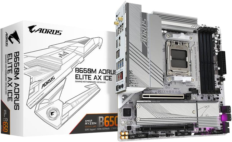 Aorus B650 AORUS Elite AX Ice (Sockel AM5/B650/DDR5/S-ATA 6Gb/s/Micro ATX)