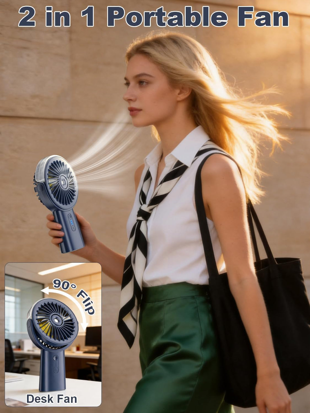 Handventilator Akku Aufladbar mit Wasserkühlung, 6000mAh Tragbarer Mini Ventilator mit 3 Gänge, Vent