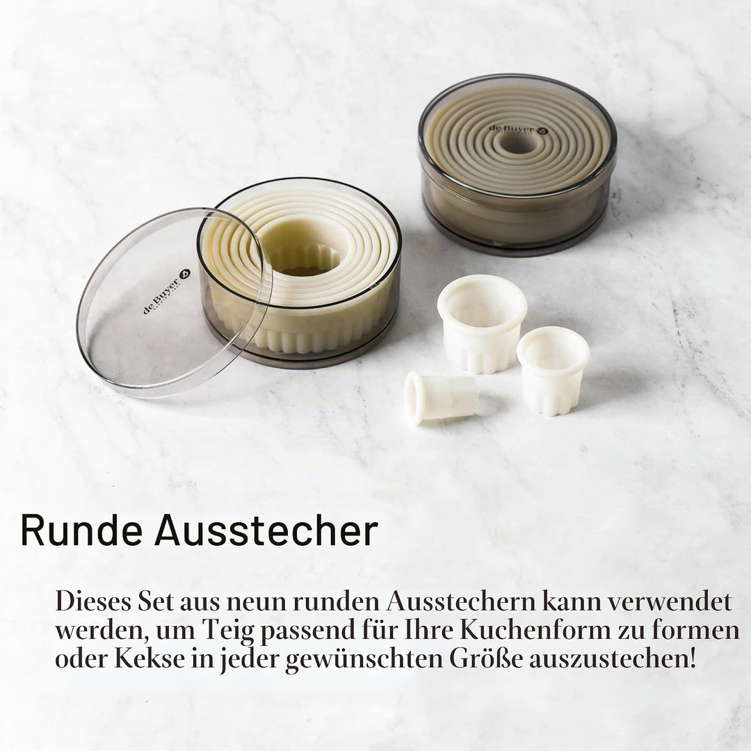 DeBuyer Dose Von 9 Ausstechern, Kunststoff, Grau, 11.9 cm, 12.4 x 11.8 x 5.8 cm, 12.4 x 11.8 x 5.8 c