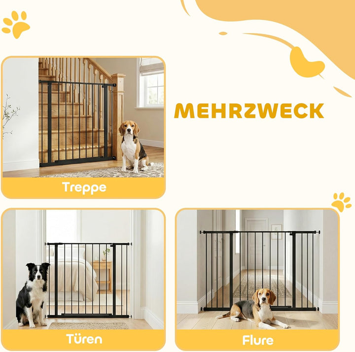 PawHut Türschutzgitter Treppenschutzgitter mit 10/15 cm Verlängerung Türgitter ohne Bohren Treppengi