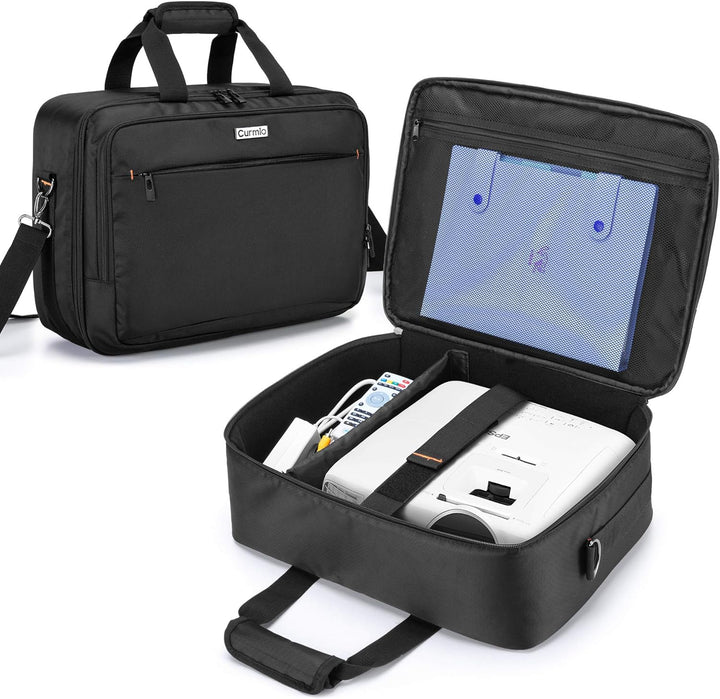 CURMIO Beamertasche für Beamer, Projektor Reisetasche mit Separatem Fach für Laptop, Beamer Tasche f