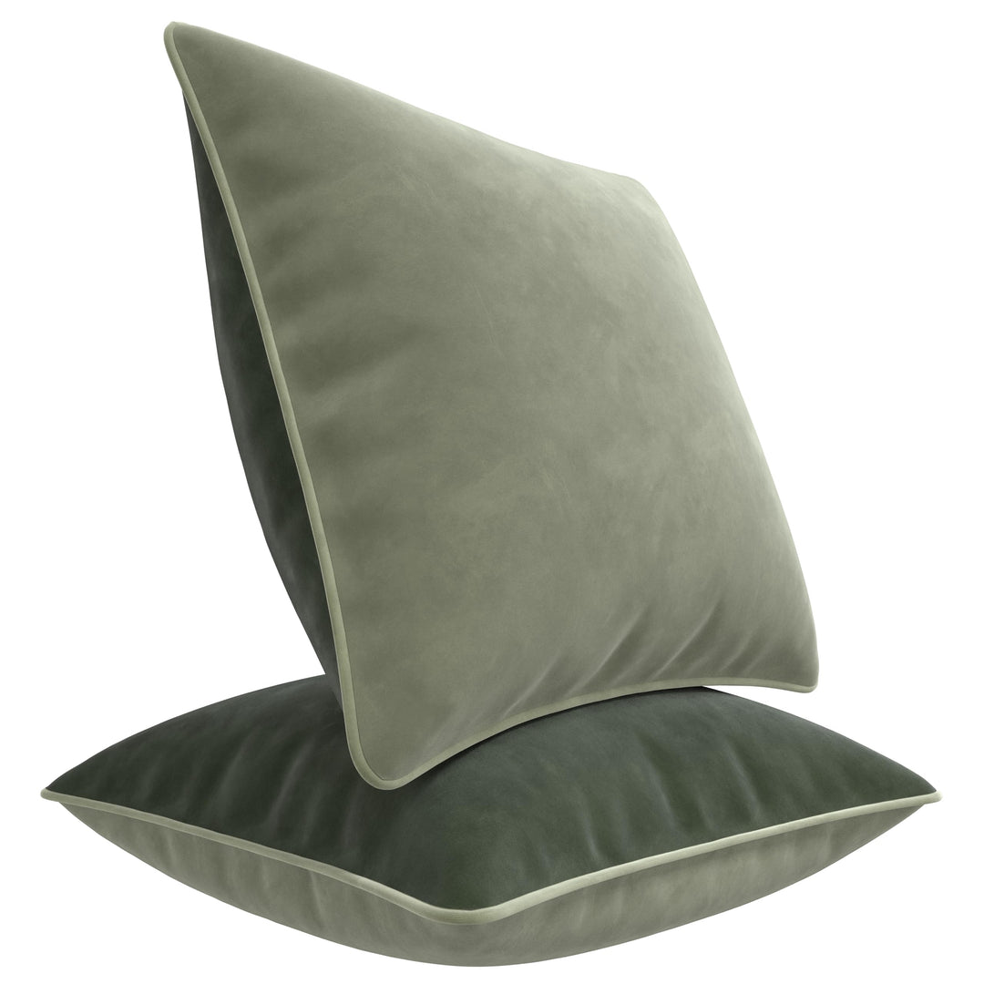 Blau Marité Kissenbezug-Set aus extraweichem Samt mit kontrastierendem Rand – modernes, doppelseitig